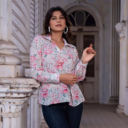 DESSERT ROSE LINEN SHORT TOP