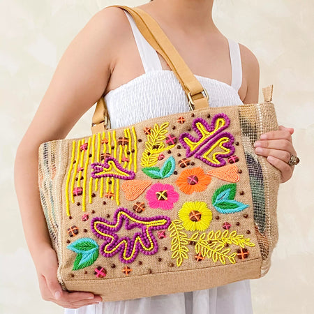 Multicolour Handcrafted JUTE HANDBAG