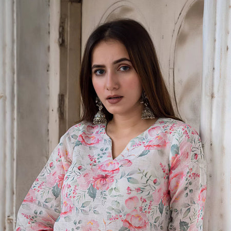 DESSERT ROSE LINEN KURTA