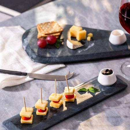 Black Ocean Platter with White Marble Bowl