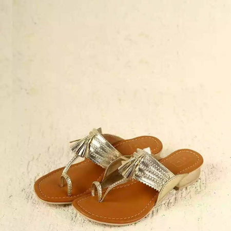 Sonya Gold Small Heel Sandals