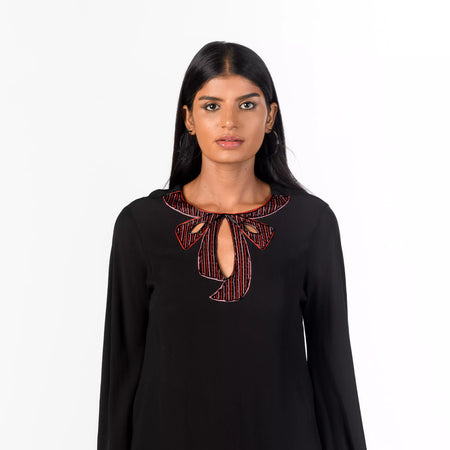 Black Embellished bow Tunic