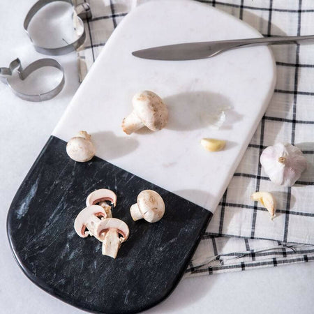 Black & White Marble Board with Rounded Edges