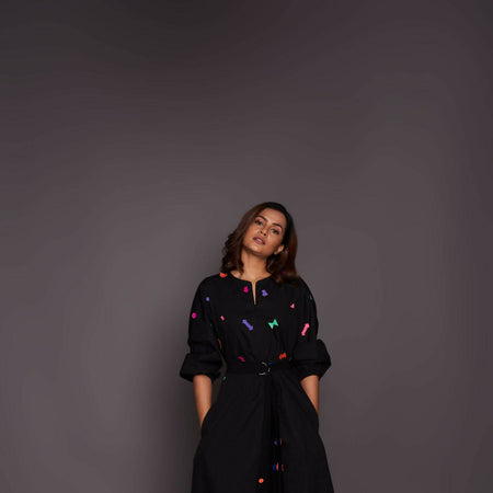 Cotton tapered waist dress