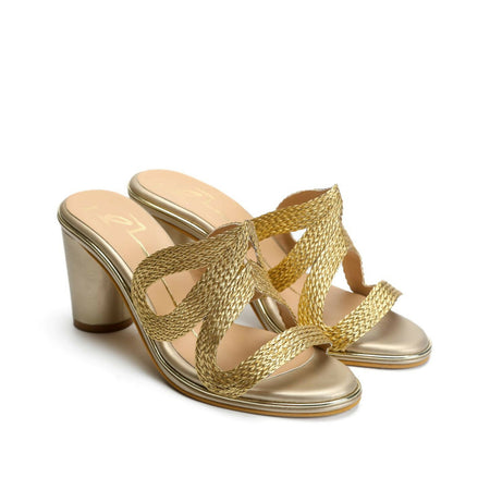 Gold Textured Block Heels