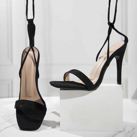 Black lace up heels