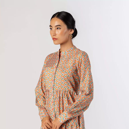 Lost in the abstract land Chanderi Tier dress