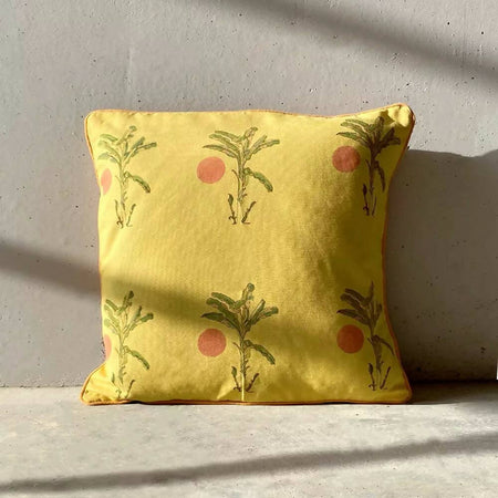 Evening In Jaipur Yellow Musa Cushion Cover