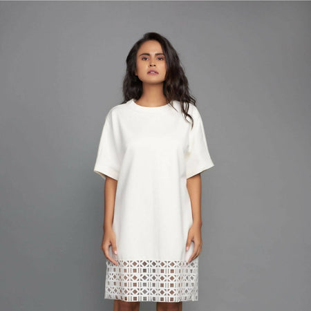 CUTWORK SHIFT DRESS