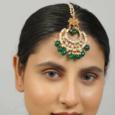 Gold Tone Kundan Maang Tikka