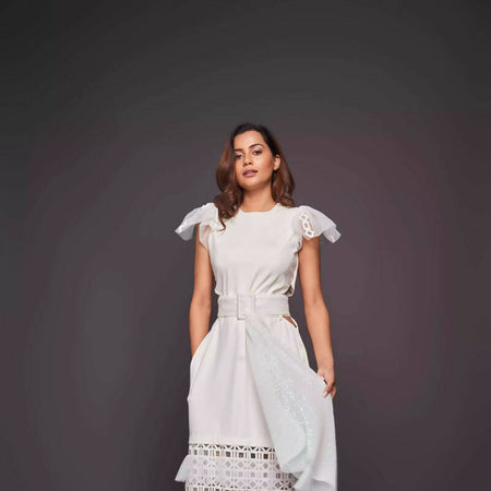 BACK OPEN CUTWORK BOTTOM DRESS