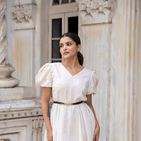 NAPLES PURE LINEN DRESS IN BEIGE