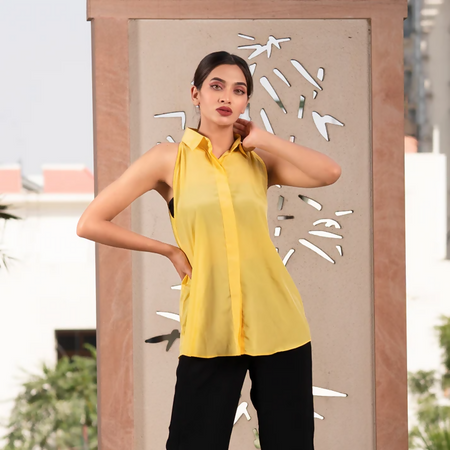 black side slit drama pant