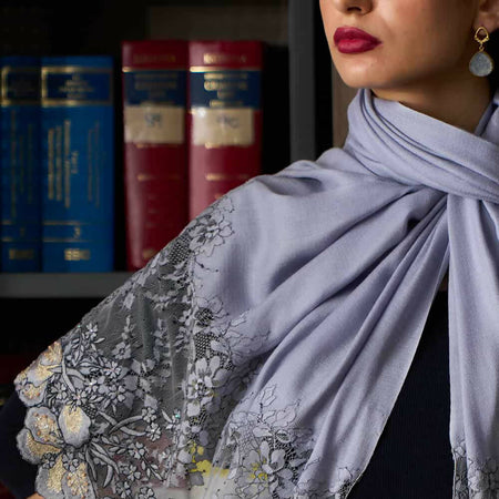 Dainty Petals | Embroidered Wool Silk Stole
