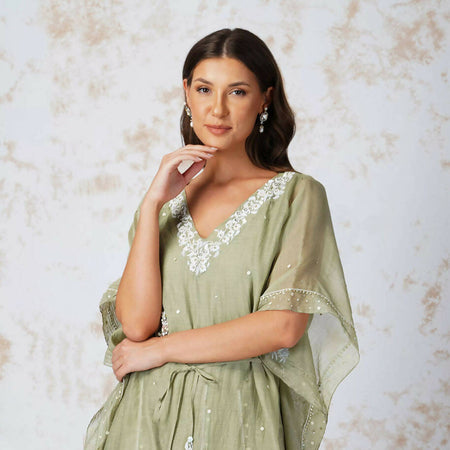 BAROQUE FLOWER KAFTAN AND SHARARA SET