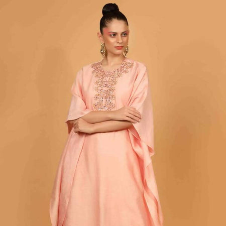 chanderi silk kaftan kurta set