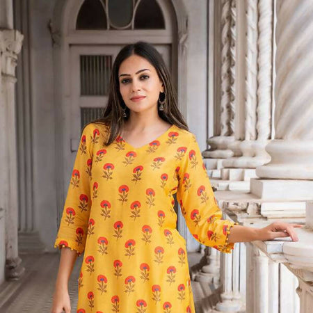 EKA SOFT SILK KURTA - MANGO YELLOW