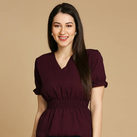 Maroon Cinched Waist Top