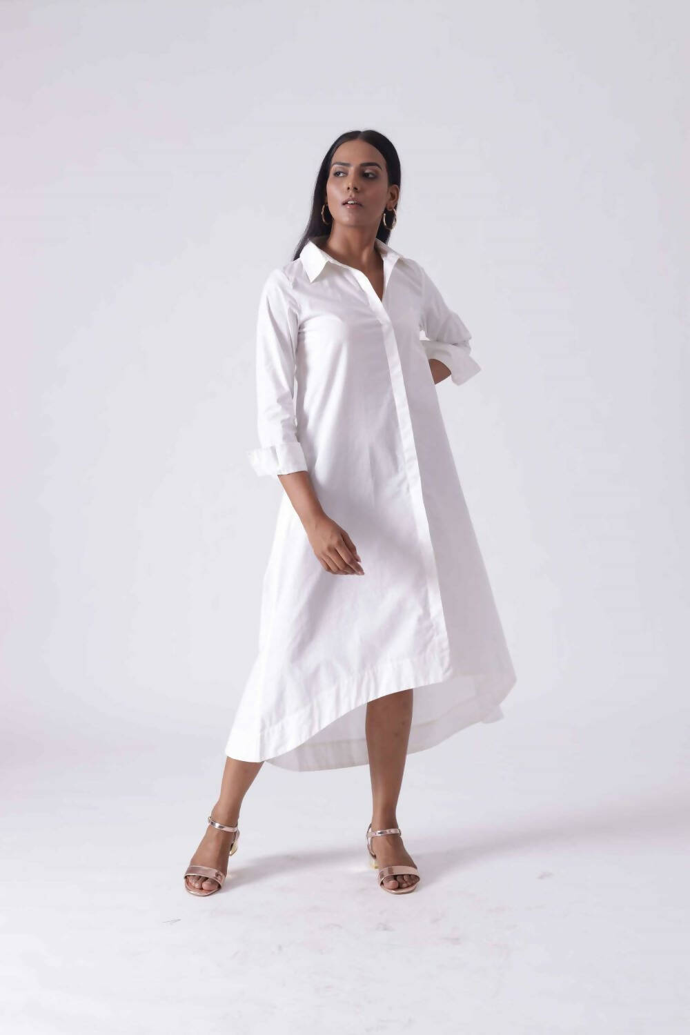 White high low shirt dress discount