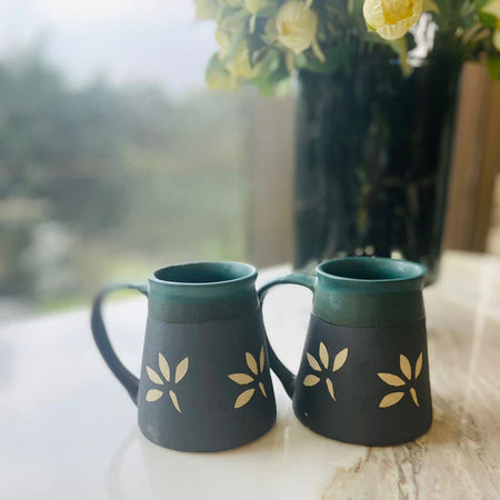 Mug- Black with Green Border