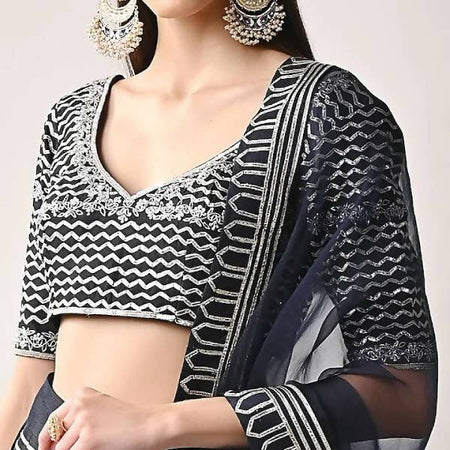 Blue Silk Lehenga Set