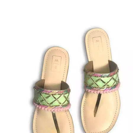 Rita Pink and Green Pastel Chappal