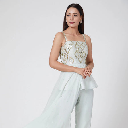 Ice Blue Peplum Coord