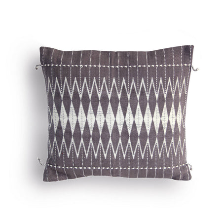 Handwoven Dzukou Grey and White Cotton Cushion Cover