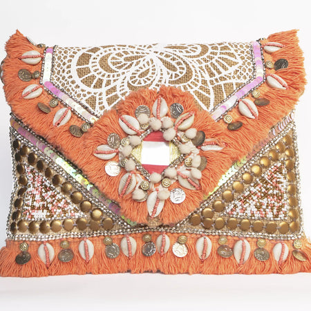 fringed Handcrafted jute bohemian sling purse