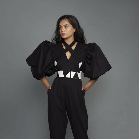 Black & White Cross Body Jumpsuit