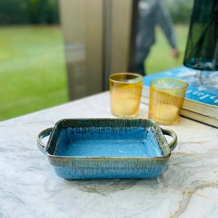 Blue Deep Dish with Handle 7"