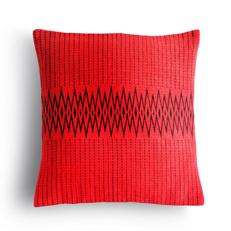 Handwoven Andean Red and Black Tribal Cushion Cover