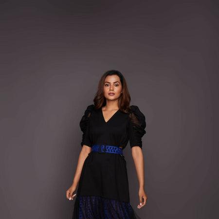 Neon bottom cutwork dress