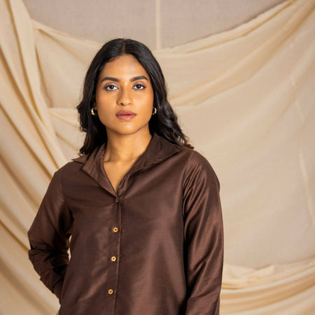 Brown high low shirt