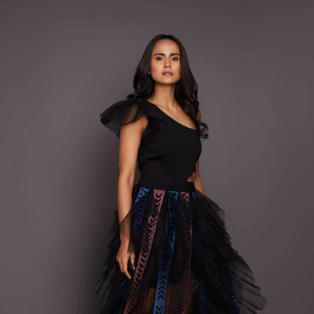ONE SHOULDER RUFFLED DRESS