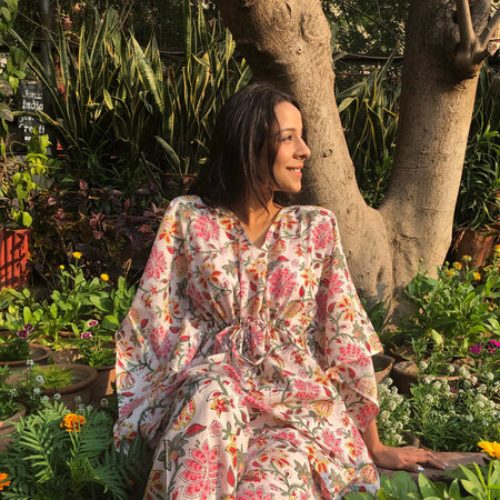 Pompon Cotton Kaftan Jammies