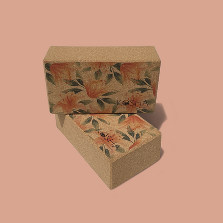 Kosha Yoga Brick : Cork yoga block set of two/ tropics