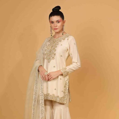 chanderi silk kaftan kurta set