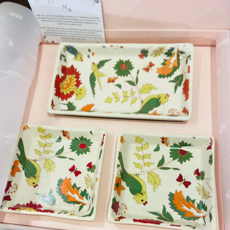 3 Platter Printed Gift Set - Parrot Print