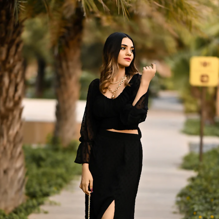 Black current skirt top co-ord set