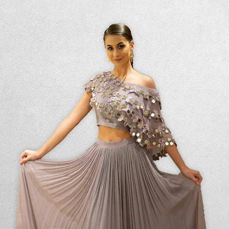 Mauve Crop Top Skirt