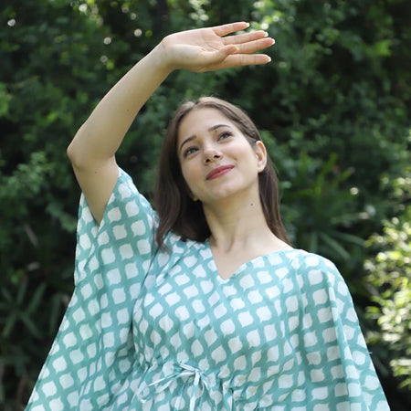 Dramatic Ikat Cotton Kaftan Jammies