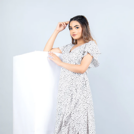 Vanilla polka dot wrap around dress