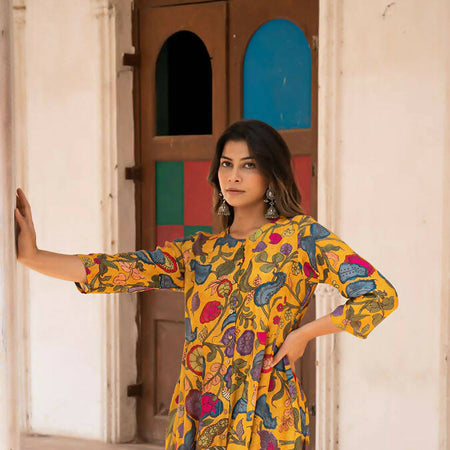Aisha Kalamkari Kurta Mustard Yellow