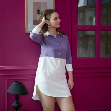 YIN & YANG COLOUR BLOCK SHIRT DRESS