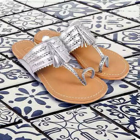 Chandni Silver Tassel Sandals