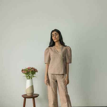 Puff Sleeve Wrap Top