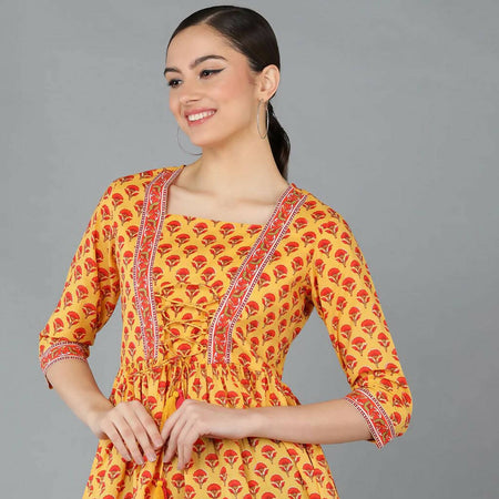 Tangerine Cotton Flared Tunic