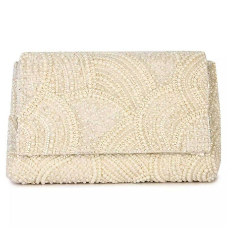 Tessellation white pearl clutch