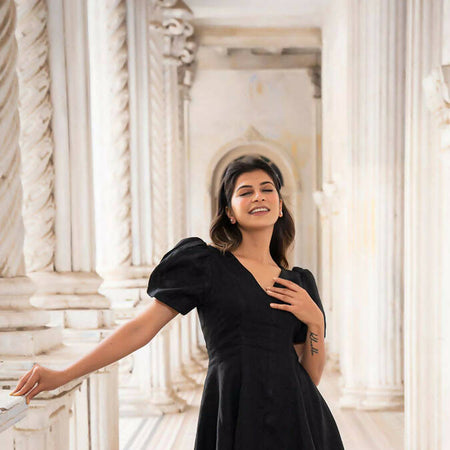 TOKYO PURE LINEN DRESS IN BLACK